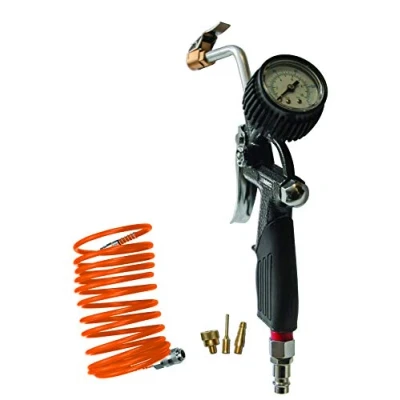 Imagen de ABAC Kit para compresor de herramientas neumáticas 5 piezas G 812IG (Inflador neumáticos con manómetro + manguera en espiral 3 puntas inflado)