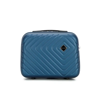 Imagen de WITTCHEN Cube colección Maleta cosmética Bolso de cosméticos ABS con Relieve geométrico Correa Desmontable y Ajustable Talla XS Azul Oscuro