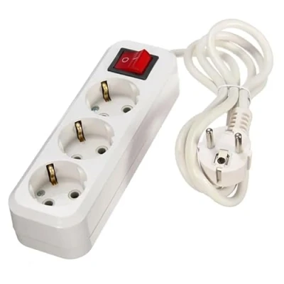 Imagen de Regleta Blanca de 3 Tomas schuko con Interruptor, 1.5 m H05VV F 3G1.5m㎡, Base