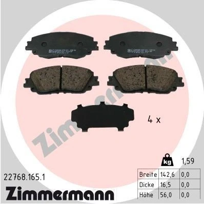 Imagen de ZIMMERMANN 22768.165.1 Juego de pastillas freno Foto correspondiente a la entrega LEXUS: ES VII, TOYOTA: RAV4 V