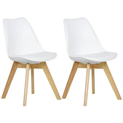 Imagen de WOLTU 2X Sillas de Comedor Dining Chairs Silla Tower Madera Escritorio Asiento Acolchado en Cuero Sintético y Polipropileno Cocina Conferencia Blanco BH29ws 2