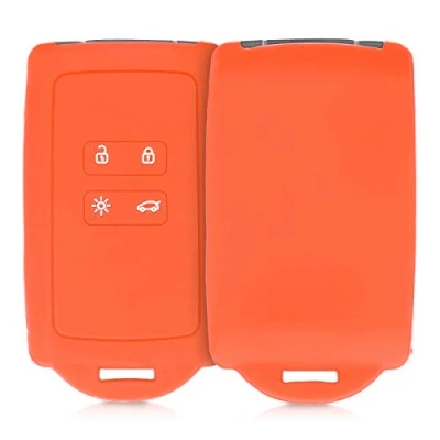 Imagen de kwmobile Funda de Silicona Compatible con Renault Llave Coche Smart Key 4 Botones (Solo Keyless Go) Carcasa Protectora para Llavero Case Mando Auto Naranja
