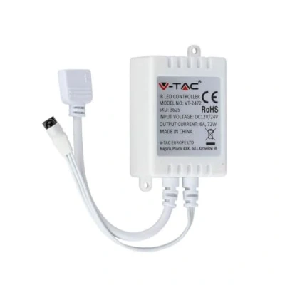 Imagen de V TAC Controlador infrarrojo IR Tira LED RGB con Mando a Distancia 24 Teclas