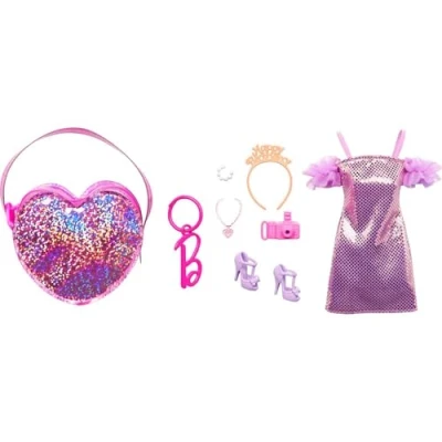 Imagen de Barbie Ropa, bolsa de lujo con clip traje cumplea os y cinco accesorios tem ticos para mu ecas