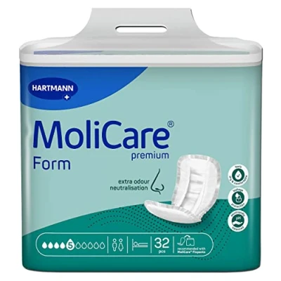 Imagen de MoliCare Forma premium 5 gotas para incontinencia media: máxima seguridad, protección extra contra fugas y discreción mujeres hombres, 32 unidades
