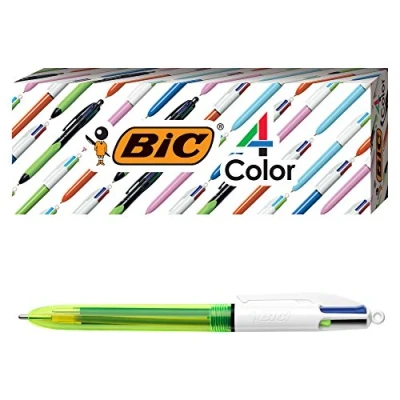 Imagen de BIC 4 Color Grip Ballpoint Pen, Blue Barrel, Medium Point (1.0mm), Assorted Inks, 3 Count