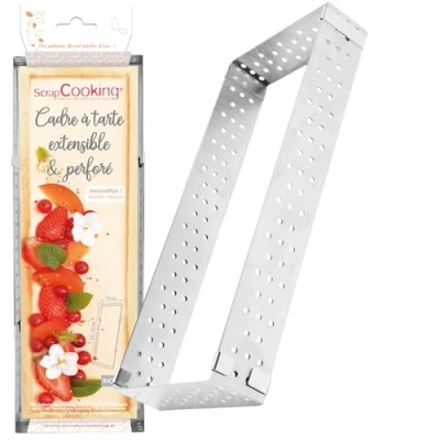 Imagen de ScrapCooking 1917 Marco para Tartas Extensible Perforado, Rectangular, Acero Inoxidable