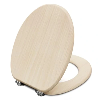 Imagen de DOMBACH Tapa WC Universal Amortiguada, Asiento de Inodoro Madera, y Cierre Suave Antibacteriano, Tapadera Ovalada Antideslizante, Tapas Water Soporta 150 Kg