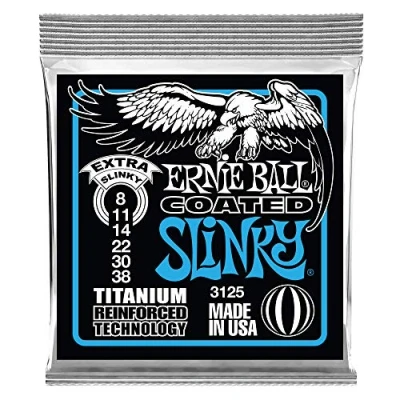 Imagen de Ernie Ball Extra Slinky RPS Cuerdas para guitarra eléctrica, titanio, revestidas, calibre 8 38