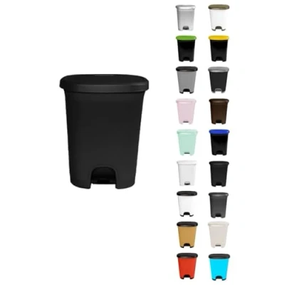 Imagen de JARDIN202 Cubo basura plástico moderno Apertura con pedal reciclar 27 litros (Negro Negro)
