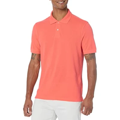Imagen de Amazon Essentials Polo de Piqué Algodón Ajuste Entallado Hombre, Naranja Coral, XL