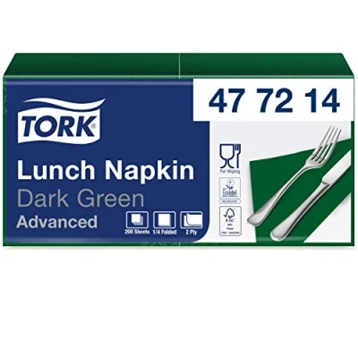 Imagen de Tork 477214 Lunch/Servilletas para almuerzo / 10 paquetes x 200 unidades (2000 servilletas) color verde oscuro 2 capas 33 32,6 cm/Advanced