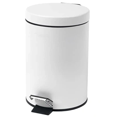 Imagen de Beldray LA038098WHTEU7 Cubo De Basura Redonda Con Tapa Cierre Suave, Capacidad 3 Litros, Fácil Vaciar, Pedal Inteligente, Eliminar Basura, Contenedor Residuos, Hecho Acero Inoxidable
