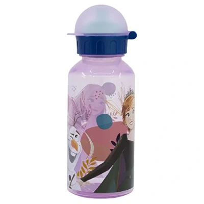 Imagen de Botella de agua reutilizable infantil plástico con tapa y capacidad 370 ml Frozen