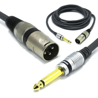 Imagen de VITALCO Cable de Micrófono XLR Macho a Jack 6,3 TS 1,5M Conector 3 Pines 6,35 Mono