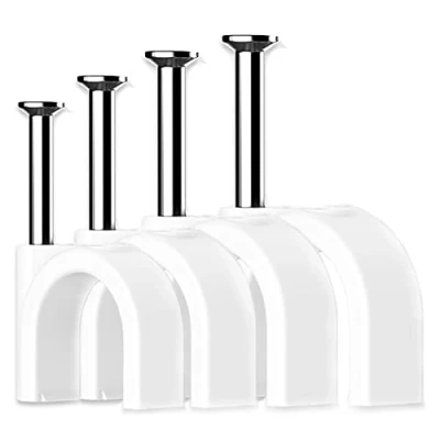 Imagen de 200pcs Grapas Cable pared,Grapas para Cables,Clips de Redondo,con Clavos Acero Incorporados Clips,Abrazaderas pared Fuertes,para cables Ethernet,Cables teléfono,USB