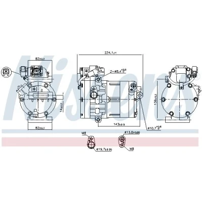 Imagen de NISSENS 891020 Compresor de Aire Acondicionado HES20 Aceite POE R 134 a