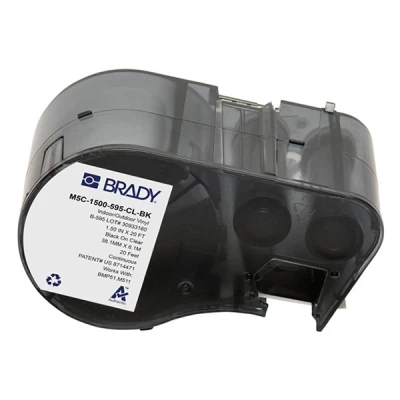 Imagen de BMP53 Brady M5C 1500 595 CL BK cinta de vinilo negro sobre transparente 38,1 mm x 6,1 m