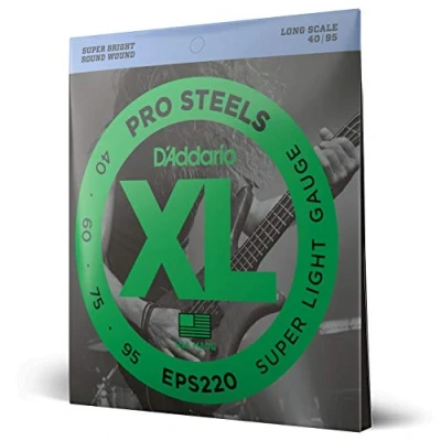 Imagen de D&#039;Addario EPS220 XL ProSteels Super Ligero (.040 .095) Electric Bass Guitar Strings, Escala larga