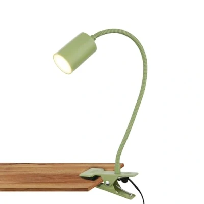 Imagen de Briloner lámpara de escritorio con interruptor por cable, color luz blanco cálido, giratoria, enchufe, lectura, pinza, mesilla, 40cm, verde