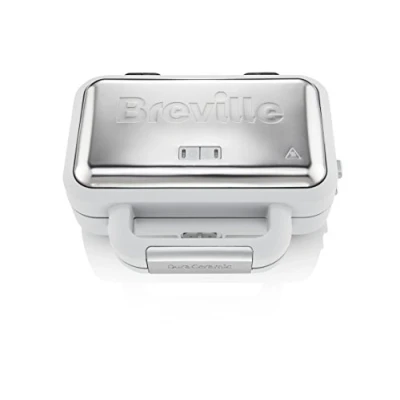 Imagen de Breville sandwichera DuraCeramic con platos hondos para 2 rebanadas temperatura variable, blanca [VST070X]
