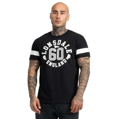 Imagen de Lonsdale Askerswell Camiseta, Blanco/Negro, L Hombres