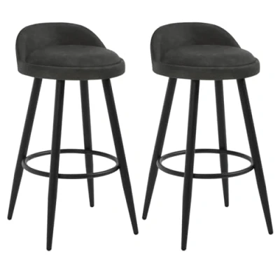 Imagen de WOLTU 2X Taburete Alto de Cocina Bar con Reposapiés Tapizados en Cuero sintético Silla Alta Metal Antracita BH327an 2
