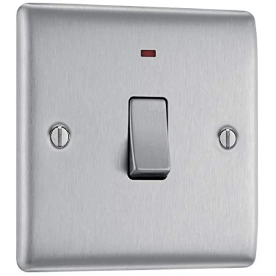 Imagen de Masterplug NBS31 20A Interruptor de luz con neón, 2 polos, en acero cepillado