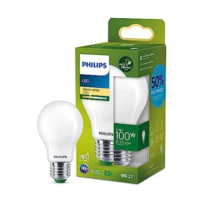 Imagen de Philips Bombilla LED Mate Eficiente, Casquillo E27 7.3W, 1535 Lúmens, Luz Blanca Cálida 2700k