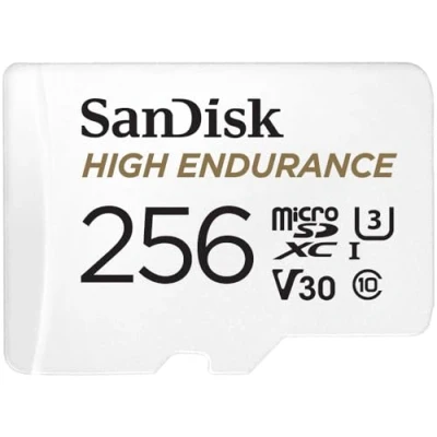 Imagen de SanDisk High Endurance 256 GB Tarjeta microSD para videovigilancia, hasta 100 MB/s, Class 10, U3 y V30