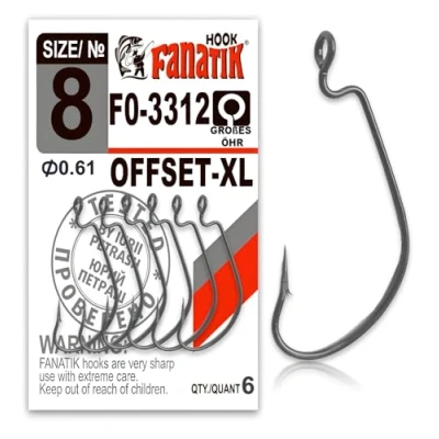 Imagen de FANATIK Ganchos de Pesca Offset XL FO 3312 tamaño 8, 6, 4, 2, 1, 1/0, 2/0, 3/0, 4/0, 5/0 Jig Hook Soft Baits Lures anzuelos para Señuelo plástico (Negro, 49mm #4/0 3 Piezas)