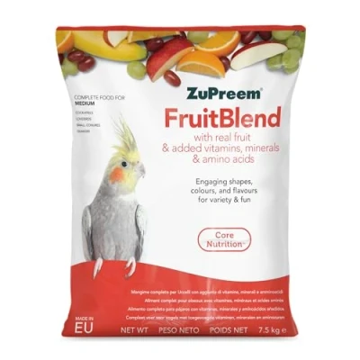 Imagen de Zupreem Multifrutas Alimento para Aves de Compañía Frutas y Vitaminas Pienso Pájaros Indicado Agapornis, Cacatúas NINFA, Cotorras Argentinas Otros Medianos 7,5 kg