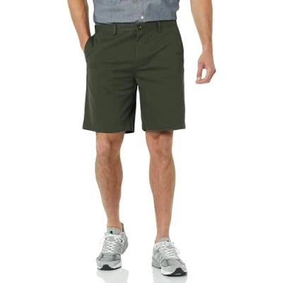 Imagen de Amazon Essentials Pantalones Cortos Chinos de Corte Ajustado con Pernera 23 cm Hombre, Verde Oliva Oscuro, 33W