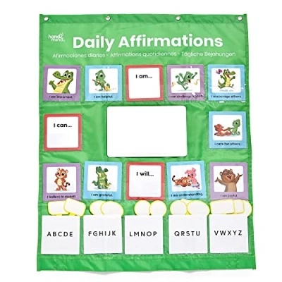 Imagen de Learning Resources panel de bolsillos con afirmaciones positivas diarias , tarjetas para desarrollar conciencia plena, decorar el aula