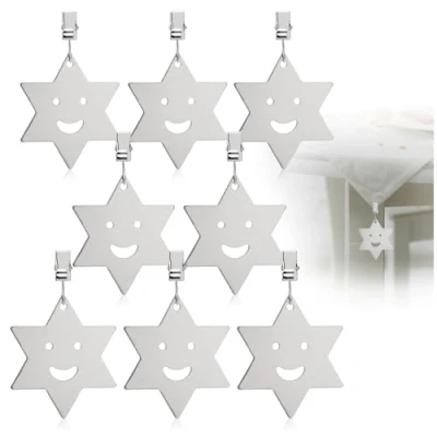 Imagen de com four® Pesos para manteles 8X de Acero Inoxidable Abrazaderas Aprox. 40 g Cada uno Mantel