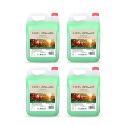 Imagen de Intercabo Pack de 4 Garrafas 5 Litros con Gel ducha Baño formato ahorro natural Granada Nutrición e hidratación intensa
