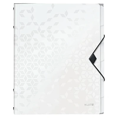 Imagen de Leitz Carpeta Acordeón A4 con 6 Compartimentos, Cierre de Goma Elástica, Blanco, Gama WOW, 45890001