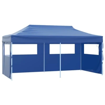 Imagen de vidaXL Carpa Plegable Profesional con 4 Paredes Tienda Campamento de Fiesta Eventos al Aire Pabellón Gazebo Jardín Acero 3x6m Azul