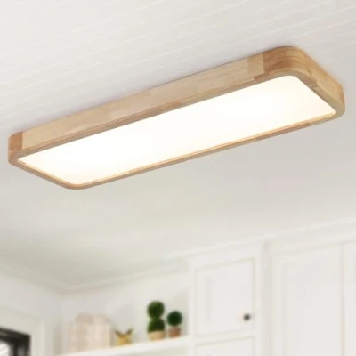Imagen de Schindora Plafon Led Techo Madera,100 * 30Cm Moderno Lampara 40W 3000K 6000K Grande Lamparas De Salon,Regulable Con Mando,Cuadrado Dormitorio Para Cocina Habitacion