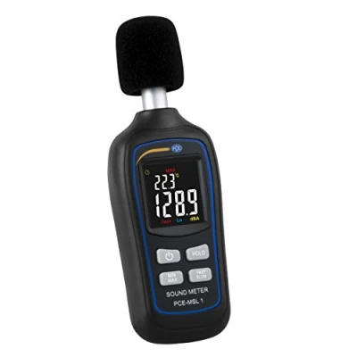 Imagen de Medidor de sonido PCE MSL 1 con clasificación frecuencia A, medición temperatura simultánea, resolución 0,1 dB, función Hold, valores extremos, gran rango