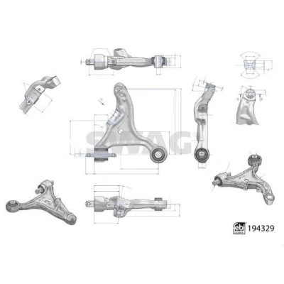 Imagen de SWAG 33 11 1583 Barra oscilante, suspensión de ruedas con apoyos Eje delantero, izquierda Brazo oscilante transversal Aluminio VOLVO: S60 I, V70 2