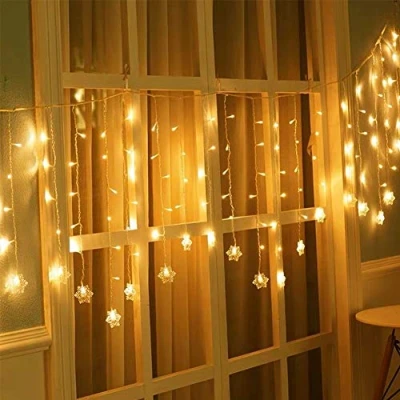Imagen de Klighten Cortina de Luces LED Decoración, 3.5 * 0.65M 96 LEDs Cortinas Luz Impermeable, 8 Modos Perfecto Fiestas, Bodas, Casa, Jardín, Decoración Navidad, Blanco Cálido