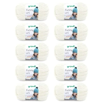 Imagen de Gründl Llanura Divertida tricotar y Ganchillo Funny Uni (Hilo de Chenilla Aterciopelado 100% poliéster, 100 g / 120 m, tamaño Aguja: 5 6, 10 x g), Crema, One Size, 1200