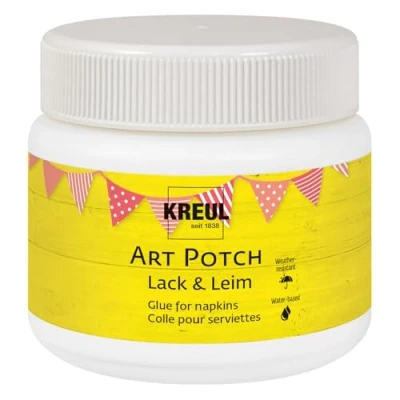 Imagen de KREUL 49251 Art Potch Pegamento transparente barniz 150 ml a base de agua para la decoración y servilleta Adecuado madera, cerámica, piedra cartón