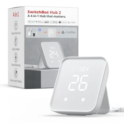 Imagen de SwitchBot Hub 2, termómetro higrómetro WiFi, mando a distancia IR, inteligente y sensor de luz, conecta Wi Fi (2,4 GHz), compatible con Alexa&amp;Google Assistant