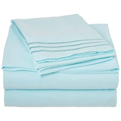 Imagen de Elegant Comfort Juego de sábanas algodón egipcio 1500 hilos, calidad hipoalergénica y ultra suave, resistente a las arrugas la decoloración, 4 piezas, incluye fundas almohada