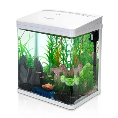 Imagen de Nobleza Acuario de Cristal con Cubierta y Luces LED. Sistema Filtro 14 litros. Color Blanco