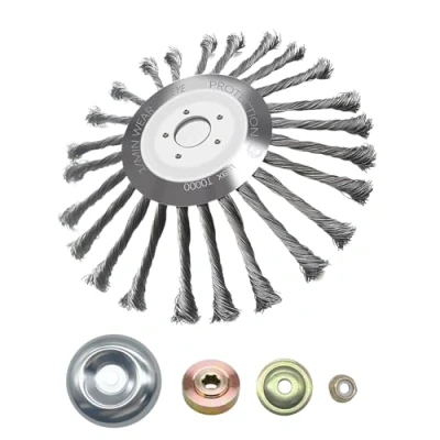 Imagen de Viilich cepillo para malas hierbas silvestres, 255 x 25,4 mm, cono, desbrozadora, de alambre anudado, con 4 adaptadores, cortacésped jardín (10 pulgadas)