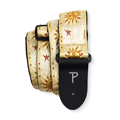Imagen de Perri&#039;s Leathers Ltd. Correa de guitarra Nylon Jacquard Hello Sunshine Oro Ajustable Para guitarras acústicas/bajas/eléctricas Fabricada en Canadá (TWS 7247)