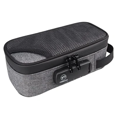 Imagen de FIREDOG Bolsa a prueba de olores con cierre para almacenamiento viaje (gris, 20,32 x 10,16 6,98 cm)